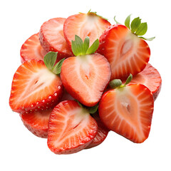 Sweet strawberry slices cut fruit isolated on transparent background