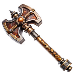 Historic war hammer medieval weapon isolated on transparent background