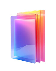Stacked, translucent, colorful folders