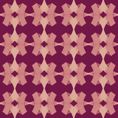 A retro-style seamless geometric pattern with pink hearts, triangles, and diamonds, creating a colorful illustration for a tile decoration