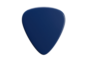 Isolated, deep blue guitar pick with teardrop shape ideal for playing music onstage