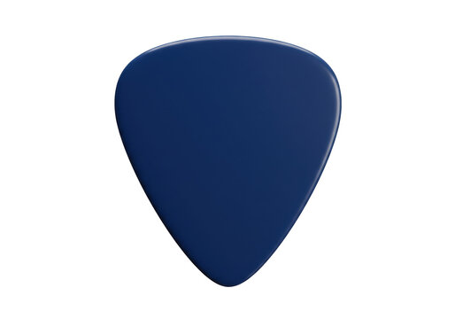 Isolated, deep blue guitar pick with teardrop shape ideal for playing music onstage