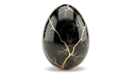 Elegant black egg isolated on transparent background