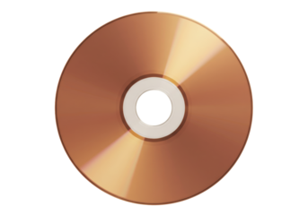 Isolated golden compact disc on background, recordable media for data storage or music