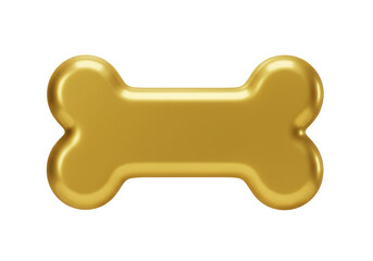 Isolated Golden Dog Bone, Metallic Food for Pet Reward or Treat, Shiny and Elegant Item
