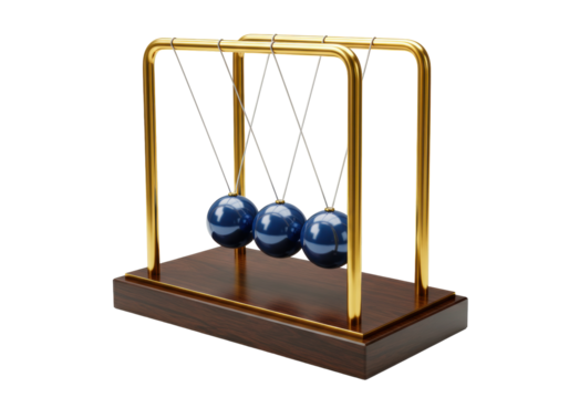 Isolated pendulum toy, Newton's cradle for desk decoration with three blue spheres