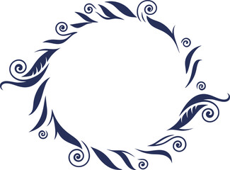 Elegant floral circular frame with swirls and leaves in decorative style. Perfect for invitations, labels, and ornamental designs. Beautiful border artwork in vector illustration.