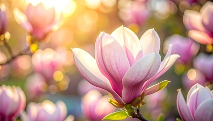 Fototapeta premium Spring magnolia blossoms in sunlight (1)