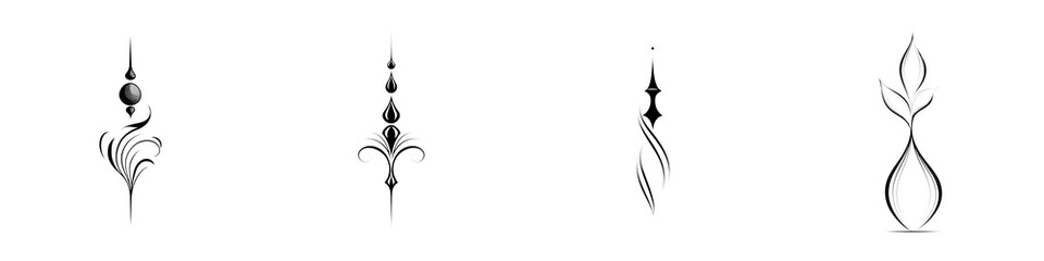 Black and White Abstract Ornaments: Minimalist Design Elements