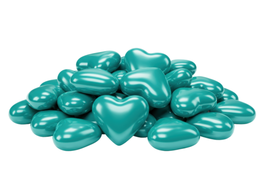 Isolated pile of blue hearts and pebbles symbolizing love and romance perfect for Valentine's Day - Powered by Adobe