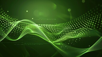 Green Minimalist Tech Wave Background Images, with fresh green as the main tone, matched with smooth tech-style wave lines, integrating elements such as low-saturation gradients and minimalist light 