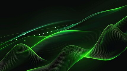 Green Minimalist Tech Wave Background Images, with fresh green as the main tone, matched with smooth tech-style wave lines, integrating elements such as low-saturation gradients and minimalist light 