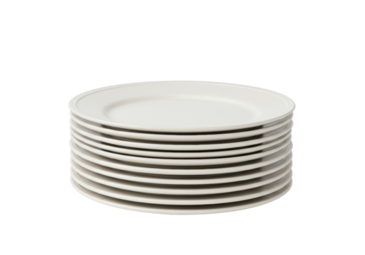 Isolated Stack of New White Plates Perfect for Dinnerware Sets and Restaurant Use