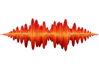 Isolated sound wave design element with red, orange, and yellow fluid, rhythmic shapes