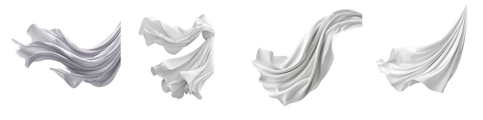 Flowing White Fabric Isolated on White Background