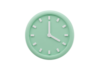Isolated 3D clock showing the time as four o'clock for time management and schedule concept