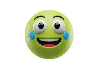 Isolated Funny Emoji with Cheerful Expression, Cartoon Character, Happy Emoticon