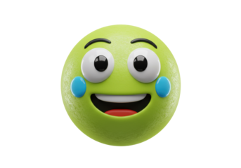 Isolated Funny Emoji with Cheerful Expression, Cartoon Character, Happy Emoticon