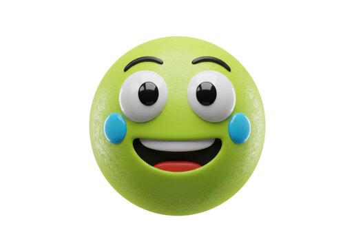Isolated Funny Emoji with Cheerful Expression, Cartoon Character, Happy Emoticon