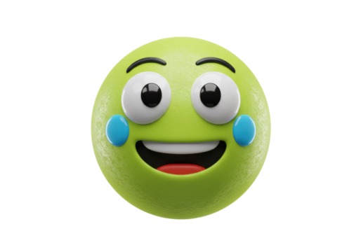 Isolated Funny Emoji with Cheerful Expression, Cartoon Character, Happy Emoticon