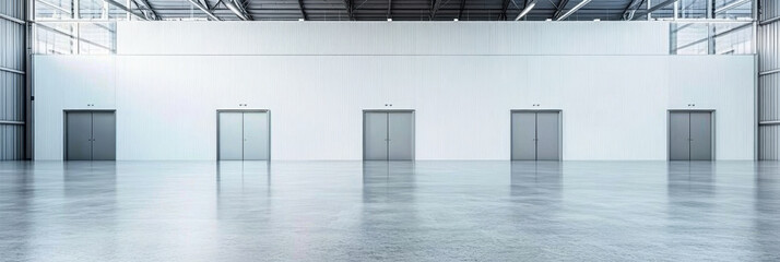 Industrial building or modern factory for manufacturing production plant or large warehouse