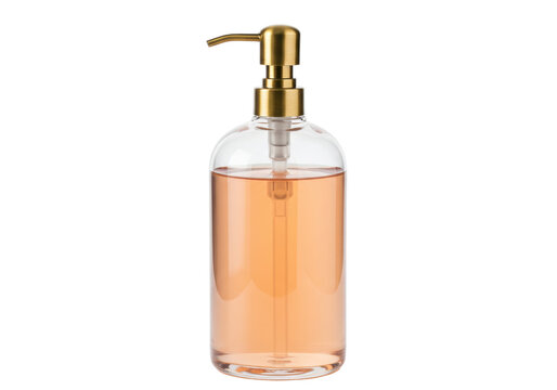Isolated liquid soap dispenser with pump, vintage, amber, for home or bath, modern design