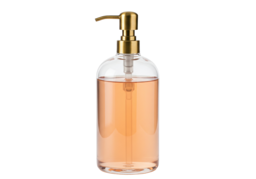 Isolated liquid soap dispenser with pump, vintage, amber, for home or bath, modern design