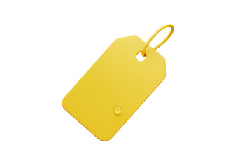 Isolated Shiny Yellow Tag with Flexible Loop and Water Droplet for Sale or Gift Price