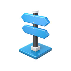 3D Blue Direction Sign Post Icon on transparent background