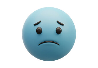 Fototapeta premium Isolated blue 3D sad emoji face expressing negative emotion looking down, a little bit disappointed