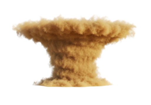 Isolated mushroom cloud explosion effect, danger sign, smoke plume, natural disaster icon