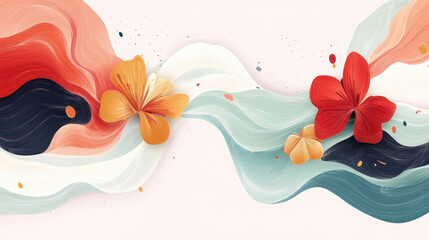 A digital painting with a white background and abstract