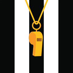 Black and White Referee Uniform with Whistle. Stock Illustration