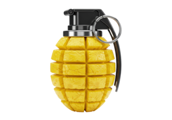 Isolated grenade made from mango, unusual fruit as weapon for creative concept use