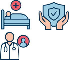 icon set world patient day vector flat design illustration. 