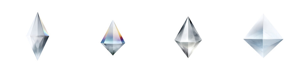 Abstract Diamond Shapes in Clear Glass Isolated on White