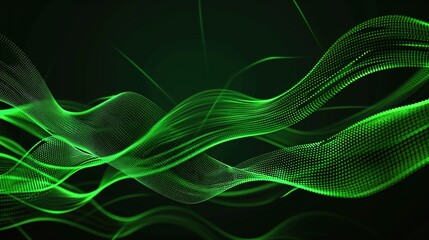 Green Minimalist Tech Wave Background Images, with fresh green as the main tone, matched with smooth tech-style wave lines, integrating elements such as low-saturation gradients and minimalist light 