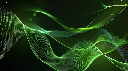 Green Minimalist Tech Wave Background Images, with fresh green as the main tone, matched with smooth tech-style wave lines, integrating elements such as low-saturation gradients and minimalist light 