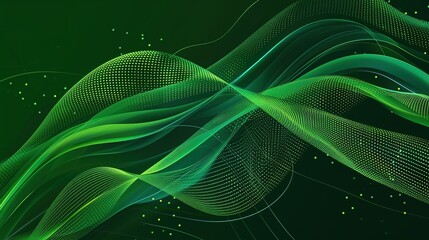 Green Minimalist Tech Wave Background Images, with fresh green as the main tone, matched with smooth tech-style wave lines, integrating elements such as low-saturation gradients and minimalist light 