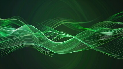Green Minimalist Tech Wave Background Images, with fresh green as the main tone, matched with smooth tech-style wave lines, integrating elements such as low-saturation gradients and minimalist light 