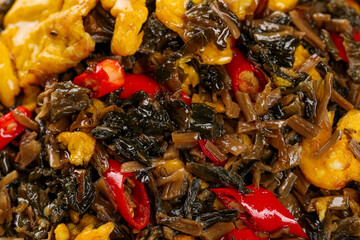 Shaoxing Scrambled Eggs with Salted Dried Plums Traditional Chinese Food Preparation