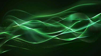 Green Minimalist Tech Wave Background Images, with fresh green as the main tone, matched with smooth tech-style wave lines, integrating elements such as low-saturation gradients and minimalist light 