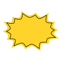 Yellow starburst badge shape with black outline for sale sticker, discount label, price tag, promotion banner and marketing design