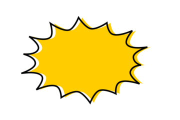 Yellow starburst explosion badge shape with black outline for sale sticker, discount label, price tag, promotion banner and marketing design