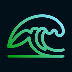 Green and blue gradient wave on black background