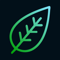 Green leaf icon on black background