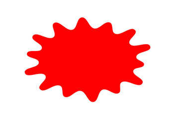 Red rounded starburst badge shape for sale sticker, discount label, price tag, promotion banner and marketing graphic design