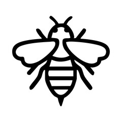 Outline of a bee with striped body and wings