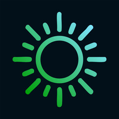 Sun icon with gradient rays on dark background