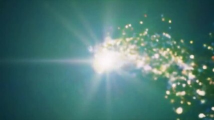 Dynamic Light Explosion with Sparkling Bokeh Particles on Vibrant Green Background and Lens Flare - Powered by Adobe